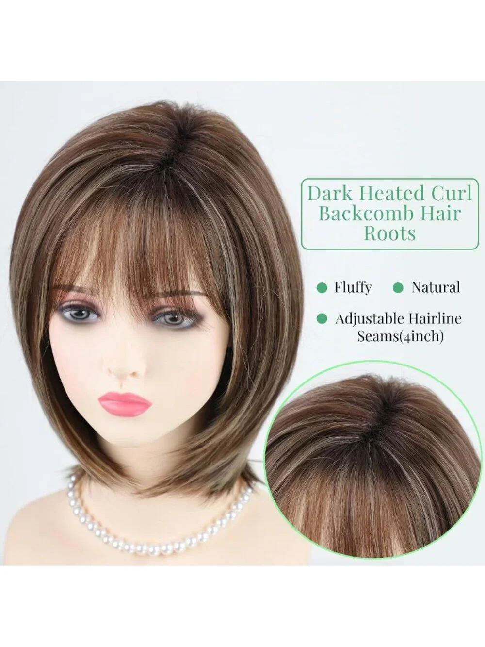 Women Brown Blonde 1 12 Inch Mid Length Heat Synthetic Straight Layered Bob Wigs